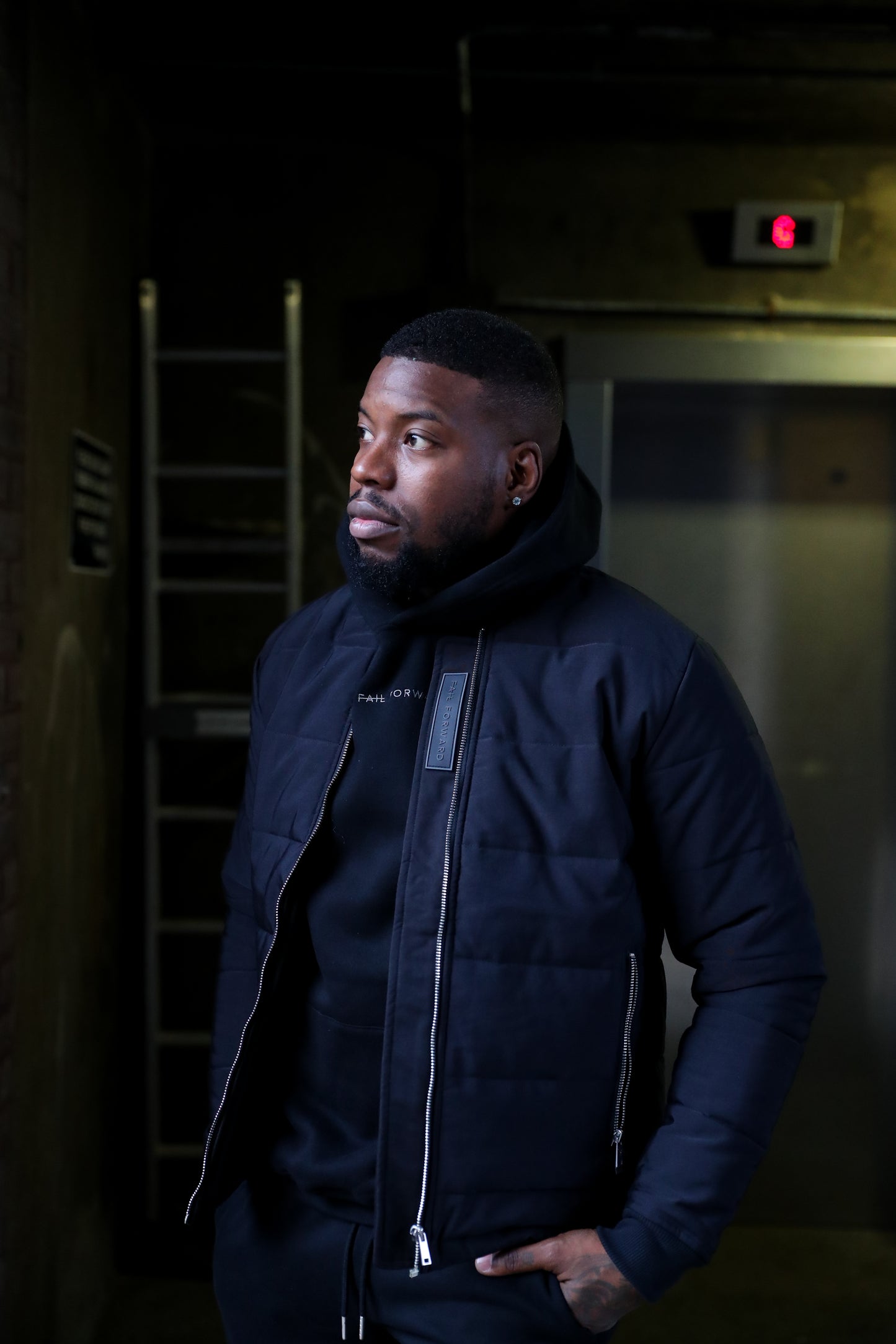 FAIL FORWARD BLACK QUILTED JACKET