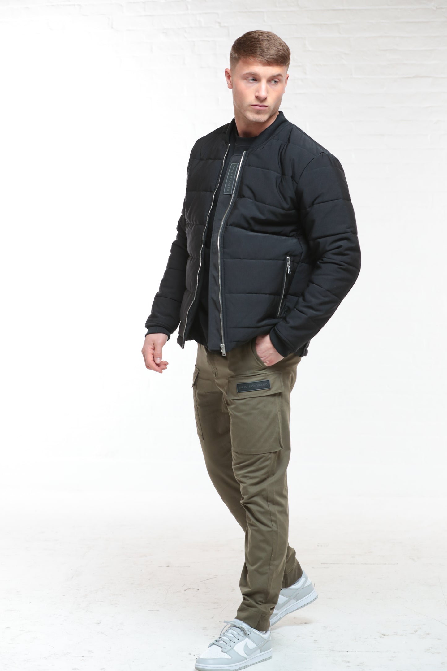 FAIL FORWARD BLACK QUILTED JACKET