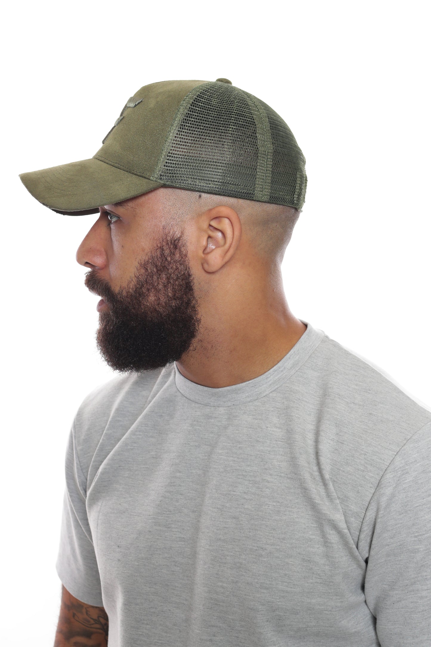 FF KHAKI X KHAKI SUEDE TRUCKER HAT